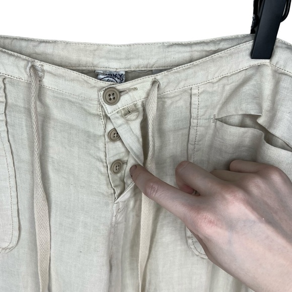 Vintage Y2K Lucky Brand Dungarees Wide Leg Low Rise Linen Pants 10 - Picture 2 of 7